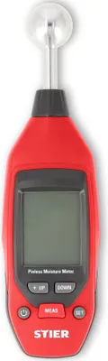 Produktbild von STIER Feuchtigkeitsmessgerät, bis 40 mm Tiefe, Messbereich 0 - 100, LCD-Display, praktische Alarm- & Hold-Funktionen, batteriebetrieben, Off-Modus nach 30 Sekunden Nichtnutzung