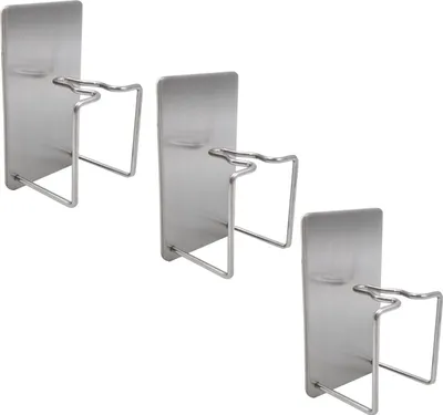 Produktbild von 3er Set Zahnbürstenhalter wand [ohne Bohren] - Elektrozahnbürstenhalter selbstklebend für Badezimmer | 3 Stück Zahnbürstenhalterung aus Edelstahl | Wandmontage | Zahnputzbecher Halterung [silber]