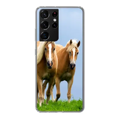 Produktbild von MuchoWow® Handyhülle Schutzhülle Hülle für Samsung Galaxy S21 Ultra Pferde - Gras - Luft Silikon Softcase Handy Hülle - Mobiltelefon