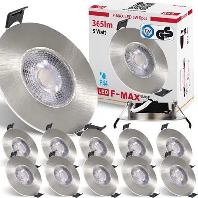 Produktbild von 12 x Maxkomfort F-MAX SL90-F Einbauspot 3-Stufen-dimmbar IP44 5W Eisen gebürstet