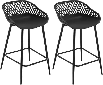 Produktbild von WOLTU Barhocker, mit hohler Rückenlehne, Fußstütze, Metallbeinen, aus PP-Kunststoff, Schwarz