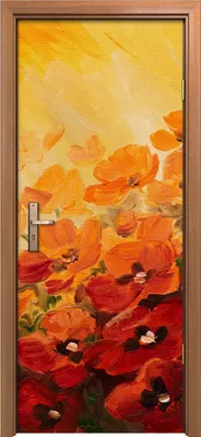 Produktbild von Türposter 80x200 cm Türaufkleber Türtapete Türfolie Klebefolie Kunst Gemälde abstrakte von Mohn Blumen
