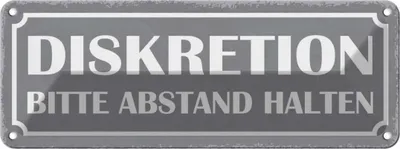 Produktbild von vianmo Blechschild 10x27 cm Diskretion bitte Abstand halten Warnschild Hinweisschild Sicherheit Vorsicht