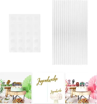 Produktbild von Oblique Unique Stäbchen und Klebepunkte für Torten Topper Wiederverwendbare Sticks Cake Pop Stiele als Rührstäbchen