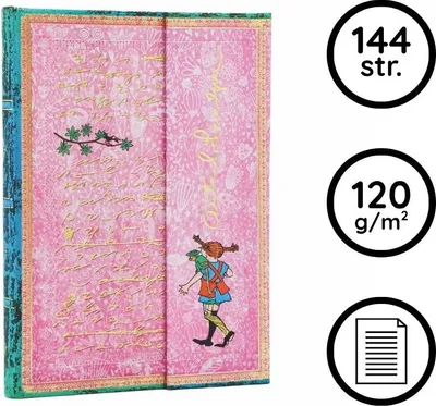 Image de Paperblanks Cahier Astrid Lindgren Pippi - 144 pp, midi 125x180 mm, ligne, couverture rigide magnétique