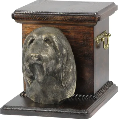 Produktbild von Bearded Collie - Eine Urne für die Asche eines Hundes mit einer Statuette, eine elegante Urne für einen Hund, eine außergewöhnliche Urne mit dem Porträt eines Hundes von der Marke Art-Dog.
