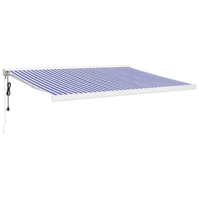 Produktbild von Markise Einziehbar Blau und Weiß 4x3 m Stoff und Aluminium