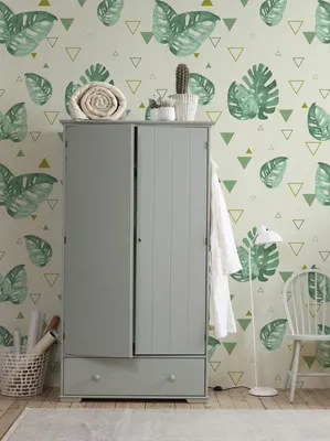 Produktbild von Coloray Fototapete 290x290 cm Vlies-Fototapete - Monstera-Blatt-Dreiecke.