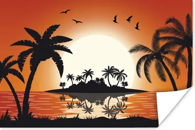 Produktbild von MuchoWow® Poster Insel - Meer - Sonne - Palme 120x80 cm - Bilder