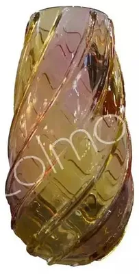 Productafbeelding van Vaas, spiraalmotief, geel/roze/lila, glas, 13,5 x 13,5 x 25 cm