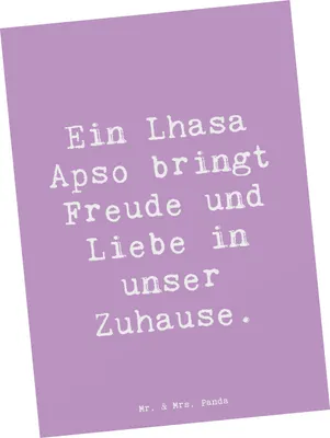 Produktbild von Mr. & Mrs. Panda Postkarte Spruch Lhasa Apso Freude - Lavendeltraum - Geschenk, Postkarten, Liebe, Hunde, Ansichtskarte, Hunderasse, Grußkarte, Hundeliebhaber, Zuhause