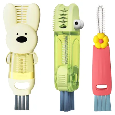 3-in-1 Reinigungsbürsten-Set – Blume, Hase, Krokodil