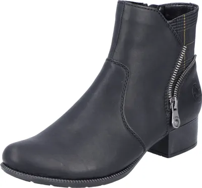 Produktbild von Rieker Damen Stiefelette Zierreißverschluss Warmfutter Blockabsatz 78675, Größe:42 EU, Farbe:Schwarz