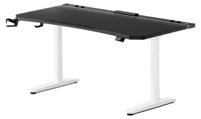 Obrázok produktu pre Elektrický herný stôl, počítačový stôl, ergonomický dizajn, držiak na slúchadlá, držiak na nápoje, čierno-biely: 1600 x 800 mm