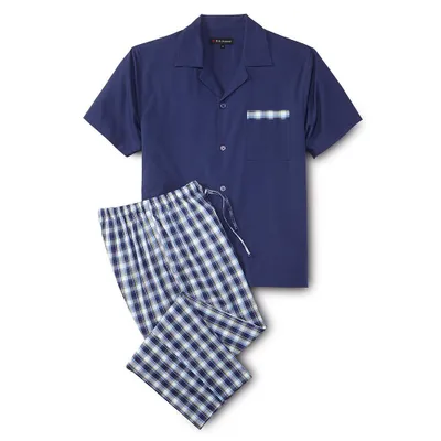 Produktbild von Rick Armand Herren Sommer Schlafanzug Kurzarm 2-teilig Reverskragen Karo Pyjama Gr. M