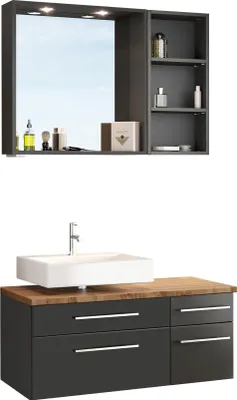Produktbild von Held Möbel Unterbecken-Set Davos 90 cm -C- (links) graphit/matt grau