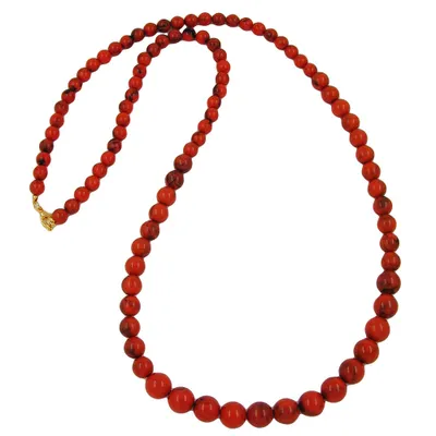 Produktbild von Kette 8-10-12mm Perlen verlaufend orange-schwarz-marmoriert 80cm rot 8-12mm