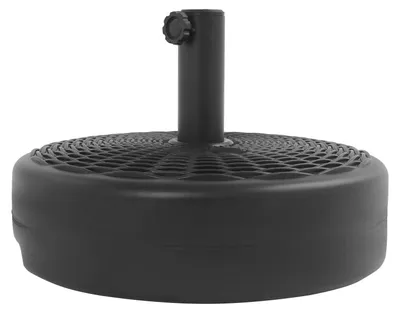Immagine prodotto di Portaombrello riempibile - Base in HDPE resistente - Riempibile con acqua o sabbia - Peso: 17 kg - Adatto per pali da 3,4–3,8 cm e 4,4–4,8 cm - Colore: nero