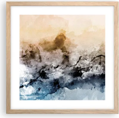 Produktbild von Gerahmtes Poster - Rahmen in heller Eiche - Abstraktion Wolken Berge - 40x40 cm - Wand Bild - Wanddeko - Wandbilder - Kunstposter - Wandposter - Bilderrahmen - Bilder - Kunstdruck - P2NAC40x40-4894