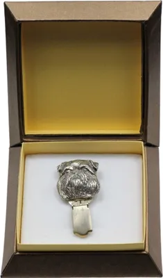 Zdjęcie produktu dla Griffon Bruxellois – broszka z klipsem, uchwyt na numer startowy, srebrna przypinka do wystaw psów marki Art-Dog