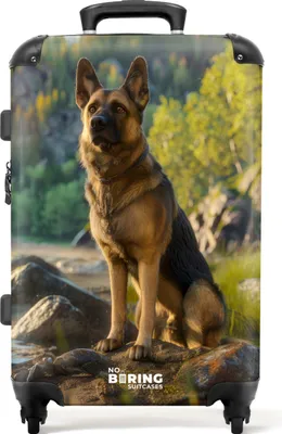 Produktbild von NoBoringSuitcases.com® Großer Koffer - Schäferhund auf den Felsen beobachten - Kombinationsschloss TSA - Hartschalen Trolley 4 Rollen - 72 liter - Reisekoffer - 66 cmKoffer Mittelgroß 67x43x25 cm, 72L,