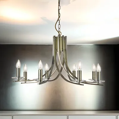 Produktbild von Kronleuchter Metall B: 75 cm H: max. 145 cm in Messing Antik E14 Modern Lüster Hängeleuchte
