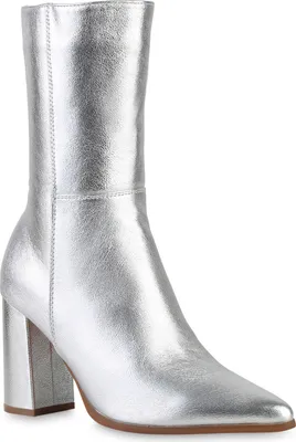 Produktbild von VAN HILL Damen Klassische Stiefeletten Spitze Absatz-Schuhe 840745, Farbe: Silber, Größe: 36