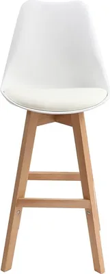 Produktbild von Miliboo - 2er-Set Design-Barhocker Weiß und Holz 65 cm PAULINE