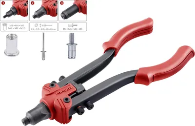 Zdjęcie produktu dla Szczypce do nitów FORTUM Combo do nitów 2,4-6,4 mm, śrub M4-M8, nakrętek M3-M10