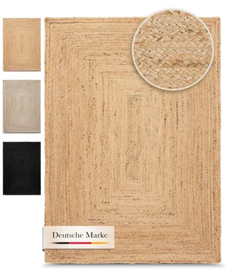 Produktbild von Juteteppich Nele Beige handgewebt aus Jute 120x170 cm | Moderner Naturfaserteppich im Boho Style für Wohnzimmer, Küche und im Flur