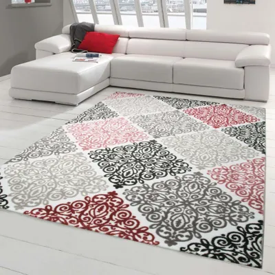 Immagine prodotto di Tappeto moderno tappeto di design tappeto orientale con filato glitterato tappeto da salotto con ornamenti screziati in beige crema grigio antracite dimensioni - 80 x 300 cm