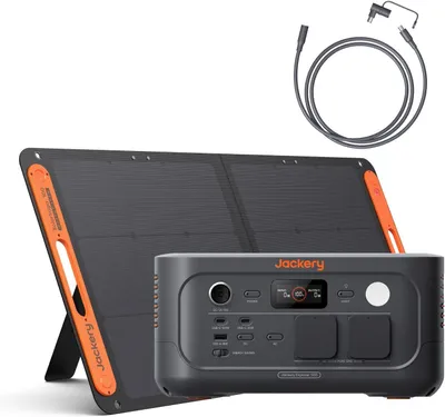 Produktbild von Jackery E500 V2 mit 100W Solarpanel, 512 Wh Tragbare Powerstation & Solargenerator mit 5M Verlängerungskabel für Camping, Wohnmobil & Notfälle