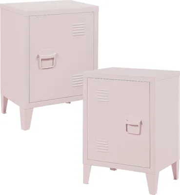 Produktbild von Nachtschrank ‘Inari’ 2er Set mit Türgriff rechts und links Stahl 57 x 40 x 30 cm Rosa