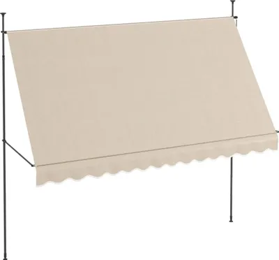 Produktbild von Ausziehbare manuelle Markise - Terrassenmarkise - 3,5 x 1,2 m - Höhenverstellbar 210–300 cm - Poly-Baumwolle - Sand Hellgelb