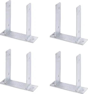 Zdjęcie produktu dla Alberts 4 x wsporniki słupków w kształcie litery U, do przykręcenia, do słupków drewnianych 121 mm, wysokość 200 mm, ocynkowane ogniowo