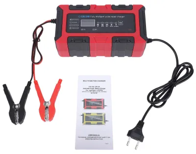 Produktbild von Batteriewartungsgerät, 12 V 10 A/24 V 5 A, automatischer intelligenter Desulfator mit LCD-Display für Auto und Motorrad