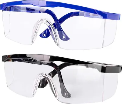 Produktbild von 4 Stück Schutzbrille Arbeitsschutzbrille, Schutzbrille, Antibeschlag Antispeichel Augenschutzbrille, Schutzbrillen Transparent, Staubschutzbrille, Für Labore, Radfahren Unter Anderem (Schwarz+Blau)