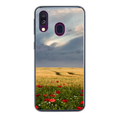 Produktbild von MuchoWow® Handyhülle Schutzhülle Hülle für Samsung Galaxy A40 Blumen - Weizen - Wolken Silikon Softcase Handy Hülle - Handy-Tasche