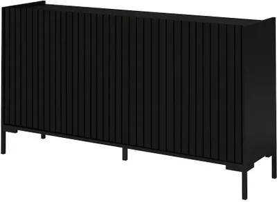 Produktbild von Moderne Kommode LANDO 2 Schrank Lamellen 150 cm Wohnzimmerschrank Schwarz