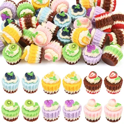 30 Miniatur-Figuren, Fruchtbecher-Torte, Harz-Ornamente, DIY-Schmuck