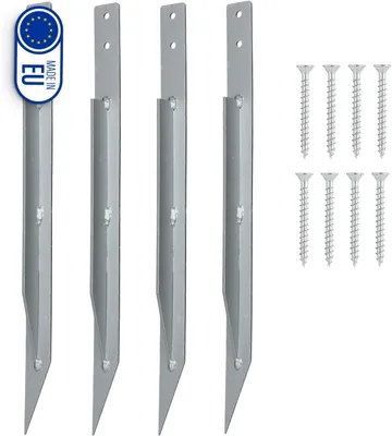 Obrázek produktu pro Kotvy do země, 4 kusy, galvanizovaná ocel, pro houpačku, včetně dřevěných šroubů