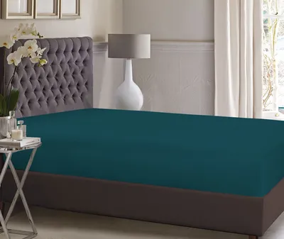 Produktbild von Betz Elegant Spannbetttuch Größe 90 – 100 x 200 cm – mit hochwertigem Rundumgummi Farbe - petrol