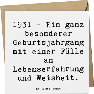 Produktbild von Mr. & Mrs. Panda Grußkarte Spruch 1931 Geburtstag - Weiß - Geschenk, Jubiläum, Klappkarte, Glückwunsch, Glückwunschkarte, Jahrgang, Geburtstagsgeschenk, anlasskarte