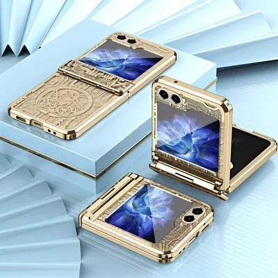 Immagine prodotto di Custodia per Samsung Galaxy Z Flip 6 / Z Flip 7 FE custodia protettiva galvanizzata con protezione della cerniera Oro