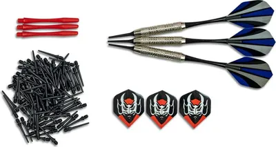 Produktbild von Carromco Softdart Set L 3x Dartpfeile 100x Ersatzspitzen 3x Extra Flights & 3x Ersatzschäften 16 g Softdart Zubehör für E-Dart