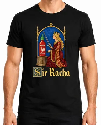 Produktbild von Sir Racha Sriracha Hot Sauce Königin Schwert Statement Sarkasmus Herren T-Shirt, Schwarz, XL
