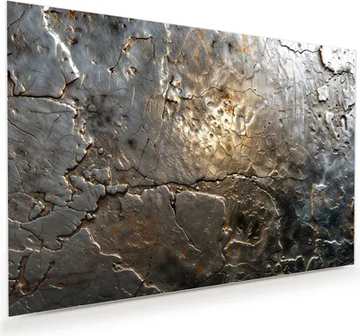 Produktbild von Glasbild 75x50cm in XXL für Wohnzimmer, Schlafzimmer Motiv Gekrakeltes Metall
