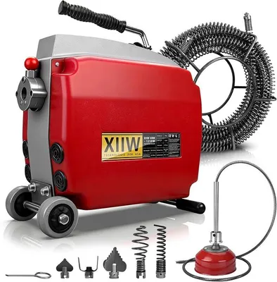 Produktbild von 1250W Elektrische Rohrreinigungsmaschine f. ?20-200mm Rohrreinigungsspirale | Spiralen ?10mm 3M + ?22mm 17.5M, 550U/m, Rohrreinigungsgerät Rohrleitungen Abflussspirale Rohrreiniger Reinigung