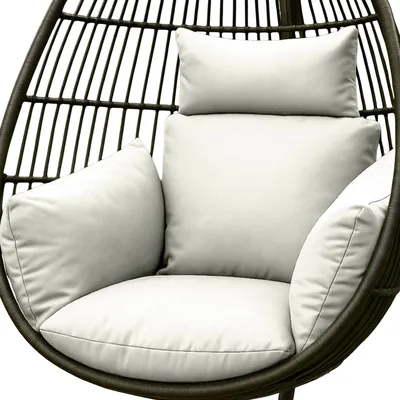 Image de HOMESCAPES Coussin pour fauteuil suspendu Outdoor nature avec appui-tête, rembourrage pour balançoire suspendue, chaise panier suspendue, en 2 parties avec appui-tête et liens à nouer, doux & résistant aux intempéries