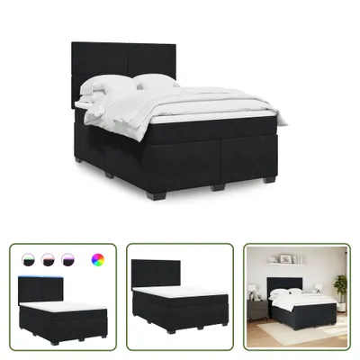 Produktbild von The Living Store Boxspringbett mit Matratze Schwarz 140x190 cm Samt